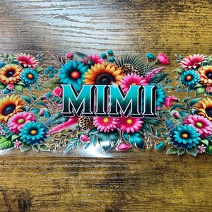 Emballage UVDTF Floral Mimi pour boîte de 16 oz, gobelet en verre, emballage grand-mère, prêt à poser, adhésif imperméable permanent