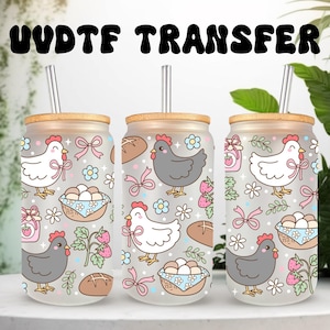UVDTF Wrap Huhn Sauerteig 16 Unzen Dose Glasbecher Tumbler Wrap, gebrauchsfertig, permanenter wasserdichter Klebstoff, doppelseitige Option