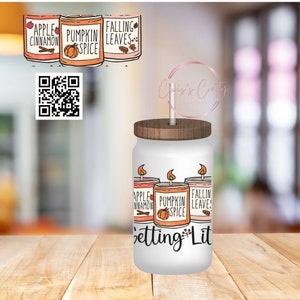 Fall Candle 16 oz Can Glass UVDTF Wrap: Apple Cinnamon, Pumpkin Spice