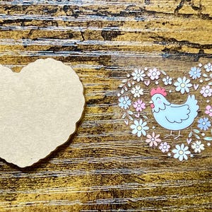Conjunto de decalques UVDTF em branco de acrílico com frango floral: carretel de chaveiro faça você mesmo