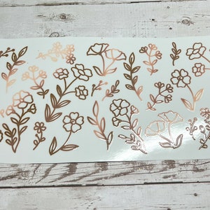 UVDTF Wrap Boho Wilde Blumen für 16 Unzen Glasbecher Becher, haftfertig, permanenter wasserdichter Klebstoff, doppelseitige Druckoption