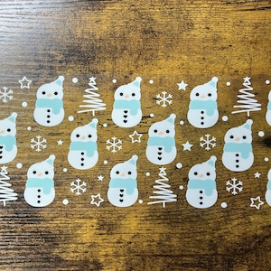 UVDTF Wrap Cute Snowman 16oz Can Glass Mug Tumbler, Winter Wrap, Ready to apply, Permanent  Waterproof Adhesive