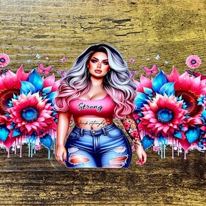 UVDTF Wrap Floral Borboleta Citações Positivas Lata de Vidro de 16oz Envoltório Caneca Copo, Envoltório de Menina Forte, Pronto para Aplicar, Adesivo Permanente à Prova D'água