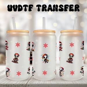 UVDTF Wrap Christmas Skeleton Lights Flocon de neige pour boîte de 16 oz, gobelet en verre, emballage squelette, prêt à poser, adhésif imperméable permanent
