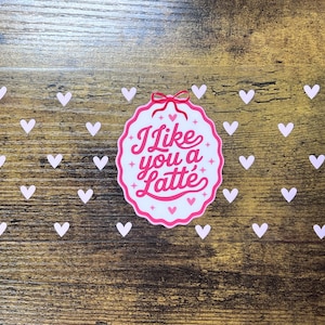 UVDTF Cup Wrap I Like You a Latte, Valentine’s Day Coffee Pun, 16oz Libbey Glass Can Decal