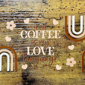 UVDTF Wrap Boho Coffee Daisy 16oz Can Glass Mug Tumbler, Coffee is my Love Language Wrap, Ready to apply, Permanent Waterproof Adhesive