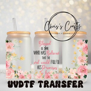UVDTF Wrap Christian Blessed 16 Unzen Dose Glasbecher Tumbler, Christian Wrap Bereit zu gelten, permanenter wasserdichter Kleber, fügen Sie auf einem Dosenglas hinzu