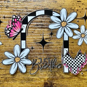 UVDTF Wrap Positiv Spruch Blumen Schmetterling 16 Unzen Dose Glasbecher Becher, Just Breathe Wrap, bereit zu gelten, permanenter wasserdichter Klebstoff