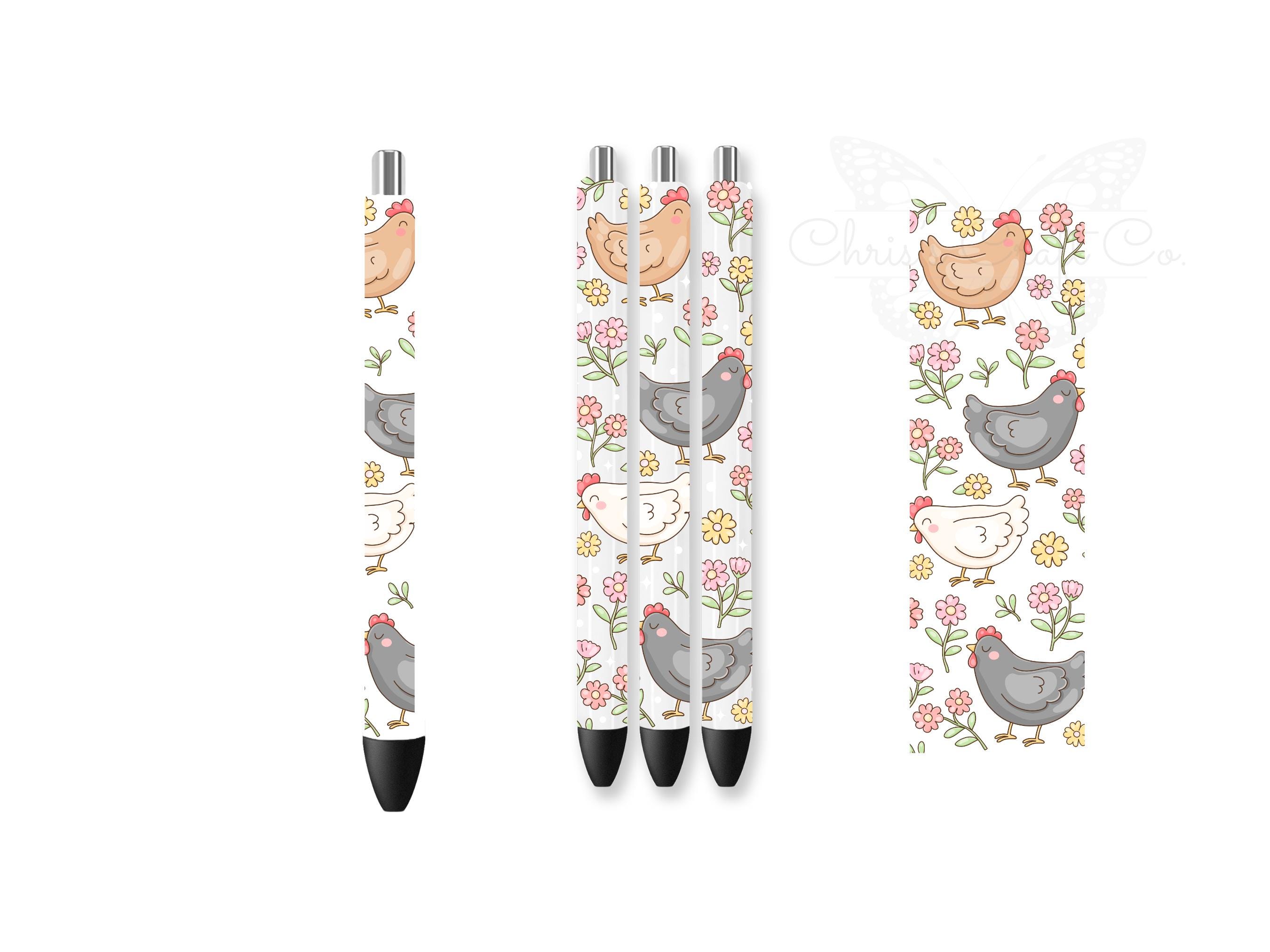 Spring Chicken Sticker Spring Chicken Floral UV DTF Pen Wrap 1.5x4.7 Inch Permanent Adhesive ...