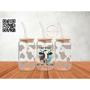 UVDTF Wrap Cow Sarcastic Funny for 16oz Can Glass Mug Tumbler, Cow wrap, Ready to apply, Permanent Waterproof Adhesive