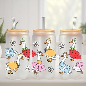 Emballage UVDTF Retro Spring Goose 16 oz, boîte en verre, gobelet, emballage d'oies, prêt à poser, adhésif permanent, option recto-verso