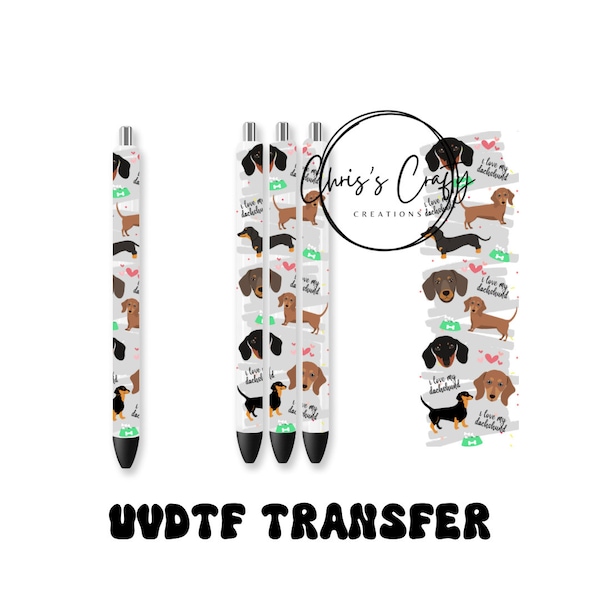 UV DTF Pen Wrap Dachshund Weiner Dog | Permanent Adhesive | Waterproof | Ink Joy | Ready to apply