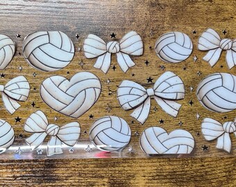 Volleyball Pattern 16oz Glass Mug Wrap Waterproof Permanent UVDTF Sticker Sports Fan Cup Decal