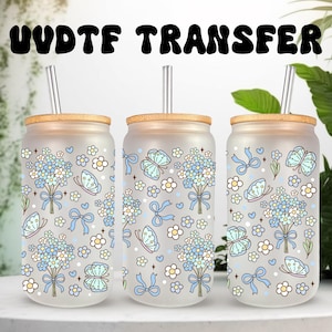 UVDTF Wrap Floral Bow pour boîte de 16 oz, gobelet en verre, Just Breathe Wrap, prêt à appliquer, adhésif imperméable permanent