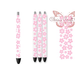 UVDTF-pen retro roze madeliefje, madeliefje wrap, Ink Joy-pen, metalen glitterpen, klaar voor gebruik, permanente waterdichte lijm