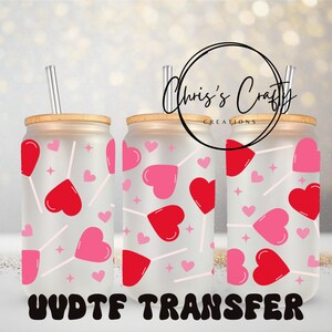 UVDTF WRAPS Lot de 4 coeurs rouges XOXO pour la Saint-Valentin, prêt à poser, adhésif imperméable permanent