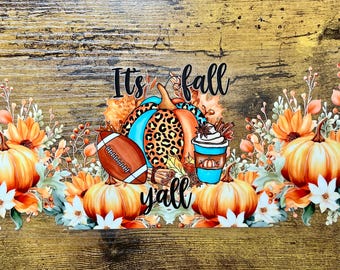 Football Fall UVDTF Wrap: 16oz Glass Can Mug Tumbler