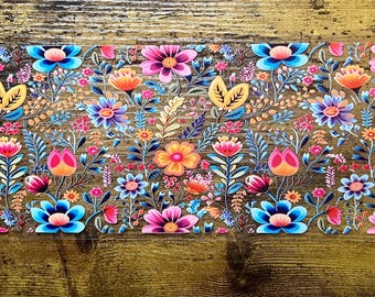 Envoltura floral bohemia UVDTF para lata de vidrio de 16 oz, calcomanía permanente impermeable con diseño de flores silvestres