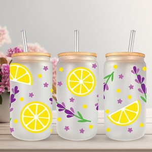 UVDTF Lemons or Lavender for 16oz Can Glass Mug Tumbler, Ready to Apply, Permanent Waterproof Adhesive image 3