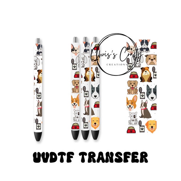 UV DTF Pen Wrap Cute Dog | Permanent Adhesive | Waterproof | Ink Joy | Ready to apply