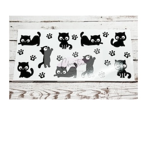 UVDTF Black Cats for 16oz Can Glass Mug Tumbler, Ready to Apply, Permanent Waterproof Adhesive