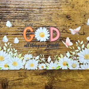 UVDTF Wrap Christian With God 16oz Can Glass Mug Tumbler, Christian Wrap Ready to apply, Permanent Waterproof Adhesive, Add on a Can Glass