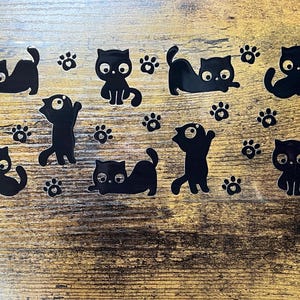 Calcomanía UVDTF de gatos negros para lata de 16 oz y taza de vidrio