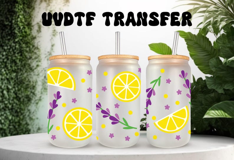 UVDTF Wrap Lemons Lavender, Fruit Design, Ready to Apply , Permanent Waterproof Adhesive