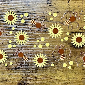 UVDTF Wrap Bees Sunflowers, Floral Wrap, Ready to apply, Permanent Waterproof Adhesive