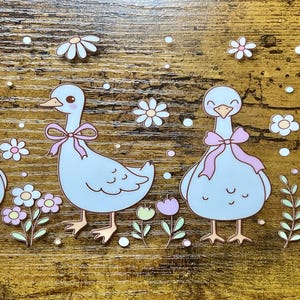 Emballage UVDTF Mother Goose 16 oz, boîte en verre, gobelet, oie blanche, prêt à poser, adhésif imperméable permanent