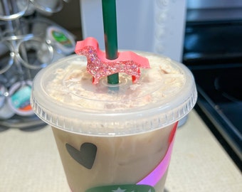 Dachshund Wiener Dog Straw Topper for Starbucks straws, standard straws, Simple Modern straw, Stanley Straws