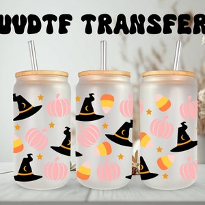 UVDTF Wrap chapeau de sorcière citrouille, maïs, Halloween, boîte de 16 oz, verre, tasse, gobelet, prêt à poser, adhésif imperméable permanent