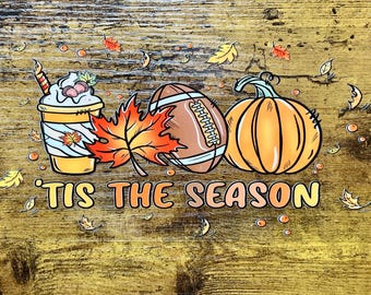 UVDTF Wrap Football Fall Tis the Season 16oz Can Glass Mug Tumbler, Football Wrap, Ready to apply, Permanent Waterproof Adhesive