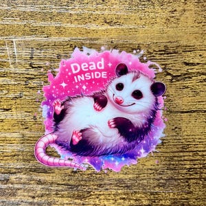 Dead Inside Opossum UVDTF Decal, 16oz Can Glass Wrap