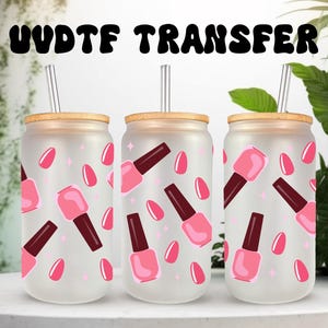 UVDTF Wrap Nail Polish Pink 16oz Can Glass Wrap Mug Tumbler, Nail Polish Wrap, Ready to Apply, Permanent Waterproof Adhesive