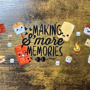 S'mores Memories UVDTF Wrap for 16oz Can Glass, Camping Coffee Decal, Waterproof Permanent Adhesive