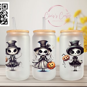UVDTF Wrap Halloween Jackie Skeleton 16 Unze Dose Glasbecher Becher, Skeleton Wrap, auftragsfertig, Permanentkleber wasserdicht