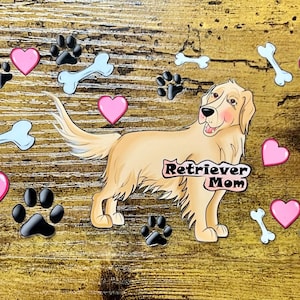 UVDTF Wrap Golden Retriever Mom für 16 Unzen Dose Glasbecher Becher, Becher, gebrauchsfertig, permanenter wasserdichter Klebstoff