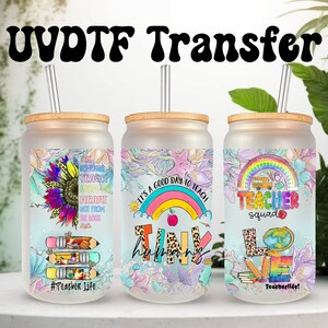 Emballage UVDTF Teacher of Tiny Humans pour boîte de 16 oz, gobelet en verre, durée de vie du professeur, prêt à poser, adhésif imperméable permanent