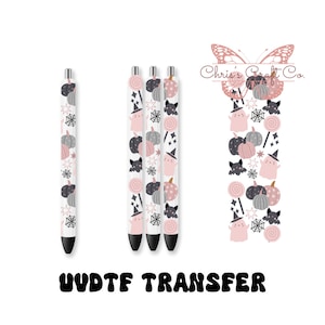 UVDTF Pen Wrap Ghost Bat Pumpkin Cute Pastel, Halloween Pen Wrap, Trwały klej wodoodporny, Ink Joy, Gotowy do nałożenia