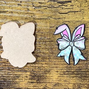 Bunny Bow Badge Reel Blank with Waterproof UVDTF Decal DIY Craft Kit