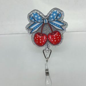 Vaterländische Kirsche Abzeichen Reel: Glitzernde Schleife Ausweishalter