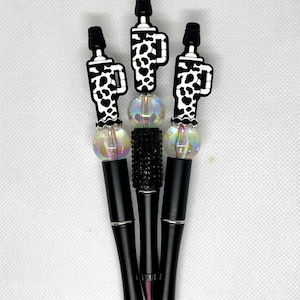 Beaded Tumbler Cow Print Ink Pen, Sarcastic Pen, Fun Pens Acrylic Beads, Custom Pen, Retractable Ink Pen, Gifts, Graduation