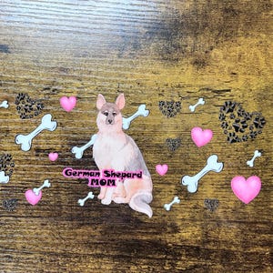 Vinilo adhesivo UVDTF para pastor alemán, lata de 16 oz, vaso, taza, termo, diseño de perro, listo para aplicar, adhesivo permanente e impermeable, paquete con descuento.