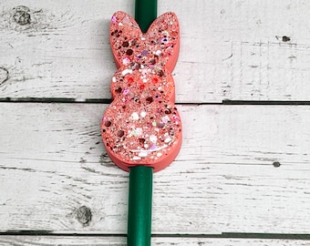 3D Bunny Marshmallow Straw Topper add on UV resin glitter | Standard straw | Simple Modern straw | Stanley straw