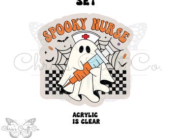 Lot d'autocollants UVDTF pour infirmière fantasmagorique : bobine de badge bricolage Halloween avec blanc en acrylique