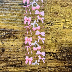 Cherries Coquette Bow UV DTF Pen Wrap, Waterproof Pink Fruit Decal for Pens