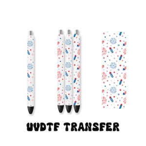 UVDTF-penomslag vuurwerk 4 juli, patriottische pennenomslag, pennenomslag, epoxy-penomslag, permanente waterdichte lijm