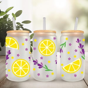 UVDTF Lemons or Lavender for 16oz Can Glass Mug Tumbler, Ready to Apply, Permanent Waterproof Adhesive image 4