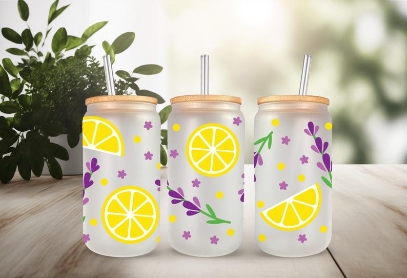 UVDTF Lemons or Lavender for 16oz Can Glass Mug Tumbler, Ready to Apply, Permanent Waterproof Adhesive image 4